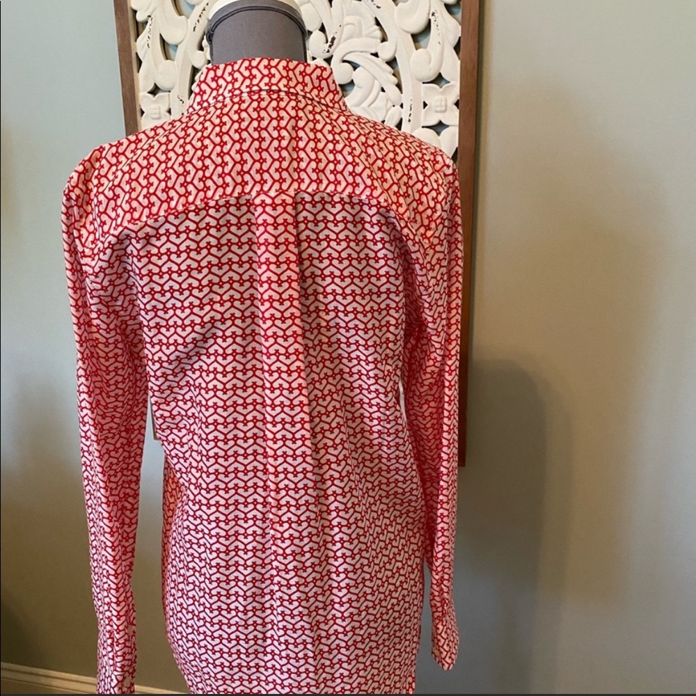 Ann Taylor Red and White Button Down Shirt - Picture 2 of 6